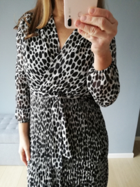 plisséjurk zwart luipaard