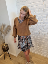 korte jurk met roest en blauwe print