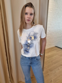 T-shirt met blauw en gouden accent