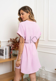 jurk met bindlintje lila roze