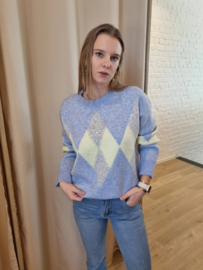 trui met lichtblauwe kleurvakken