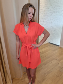 jurk met bindlintje koraal KILKY