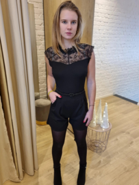 elastische riem met knoopje zwart