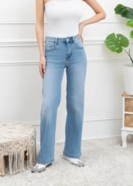 FR hoge taille wide fit washed jeans blue
