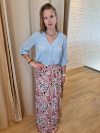 blouse met V-hals en 3/4 mouw JDY lichtblauw