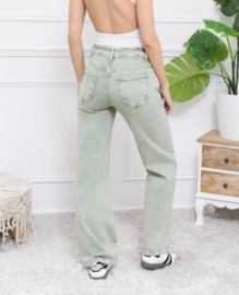 FR hoge taille wide fit washed kaki