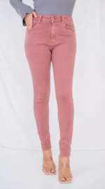 middelhoge taille flex stretch houtroze