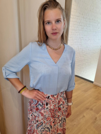 blouse met V-hals en 3/4 mouw JDY lichtblauw