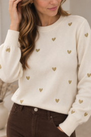 🖤 Truitje met gouden hartjes beige