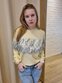 trui met sequins lichtgeel
