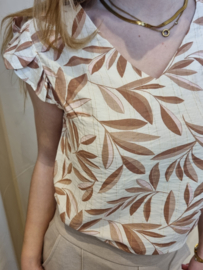 bloesje met lurex en zachte camel blaadjesprint