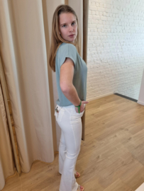 Hoge taille bootcut super stretch crème