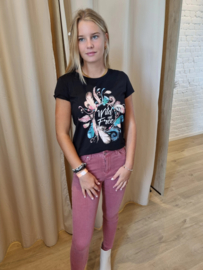 T-shirt wild and free zwart