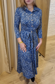 jurk met blauwe print