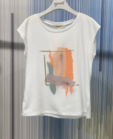 T-shirt verfstrepen oranje