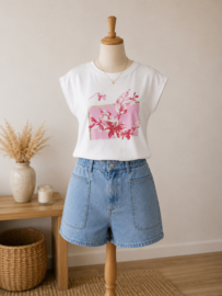 T-shirt fuchsia bloem