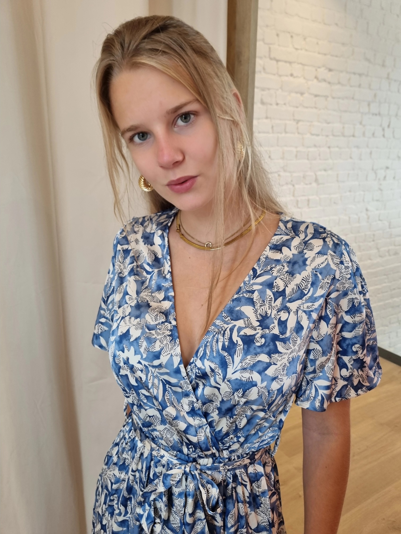 maxi-jurk met blauwe print