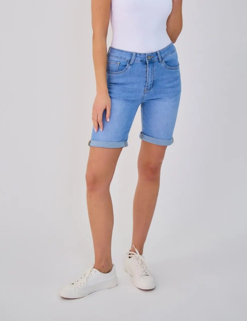 super stretch shortje met omslag jeans push up ALH1625
