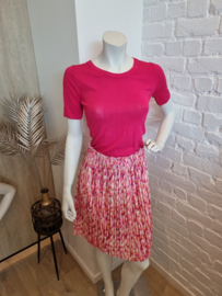 plissé rokje fuchsia print