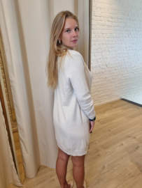 fijne en halflange cardigan crèmebeige