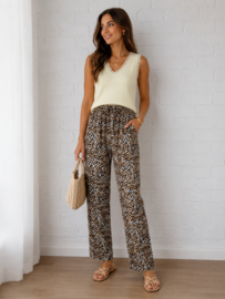 effen topje met kanten afwerking beige