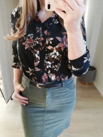bloesje met bloemenprint zwart