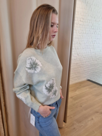 JDYFLORIS L/S JACQUARD PULLOVER KNT groen