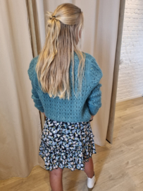 overslagjurk met roze en groene bloemenprint