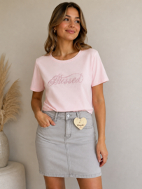 T-shirt blessed creme roze
