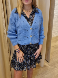 ajour cardigan licht kobaltblauw