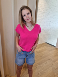 ruimer truitje zonder mouwen fuchsia