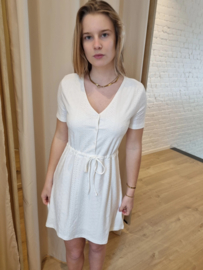 JDYCATHINKA SS V NECK BELT DRESS JRS DIA wit