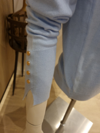 trui met zilveren knoopjes lichtblauw