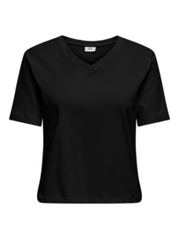 JDYREX S/S V NECK TOP JRS DIA zwart