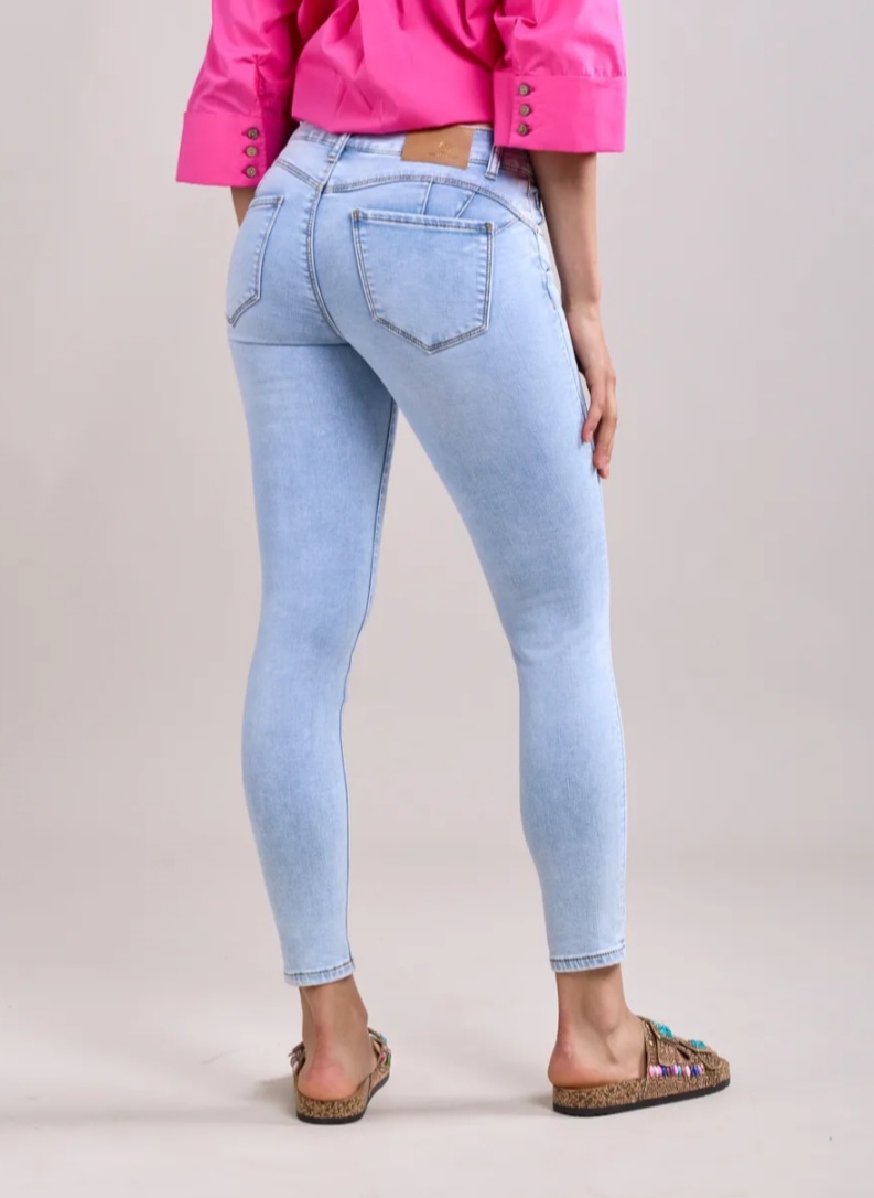 Toxik mediumhoge taille raw bleached denim super push up L21164-16