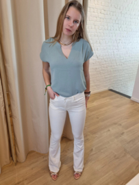 Hoge taille bootcut super stretch crème