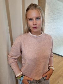 trui met kant bleached rose