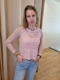licht zonnig truitje met ajour lichtroze JDYSUN