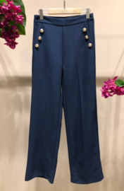 geklede broek met brede pijp marineblauw