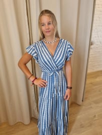 overslagjurk met blauwe print