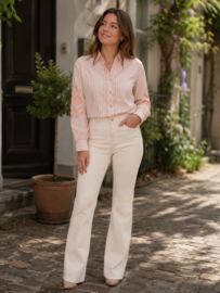 Folyrose LESLIE FIT beige - crème - hoge taille  STRAIGH FIT- WIDE LEG