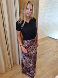 effen rok met luipaardprint