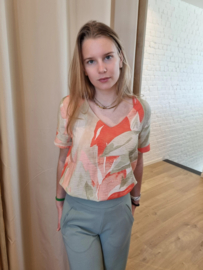 blouse met zalm en licht kaki print JDYCAMILLE