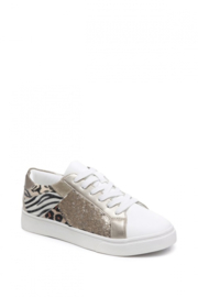 sneaker goud en dierenprint 2757