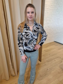 blouse met mooie blaadjesprint en lurex