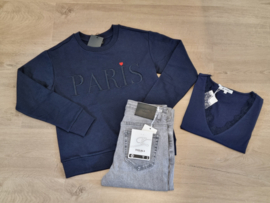 sweater Paris heart navy blauw