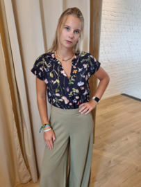 JDYTROYA LIFE S/S V-NECK TOP WVN EXP zwart