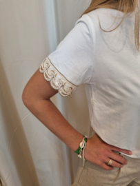 T-shirt met kanten detail aan de mouwen Paris wit