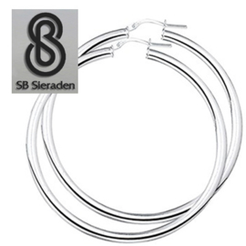 Dikke Buis creolen - Echt zilver 925 - 4mm dikte - diverse maten