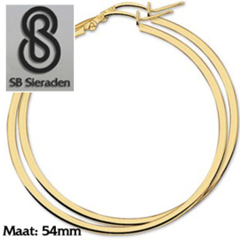 Gouden creolen Vierkante buis 54mm diameter